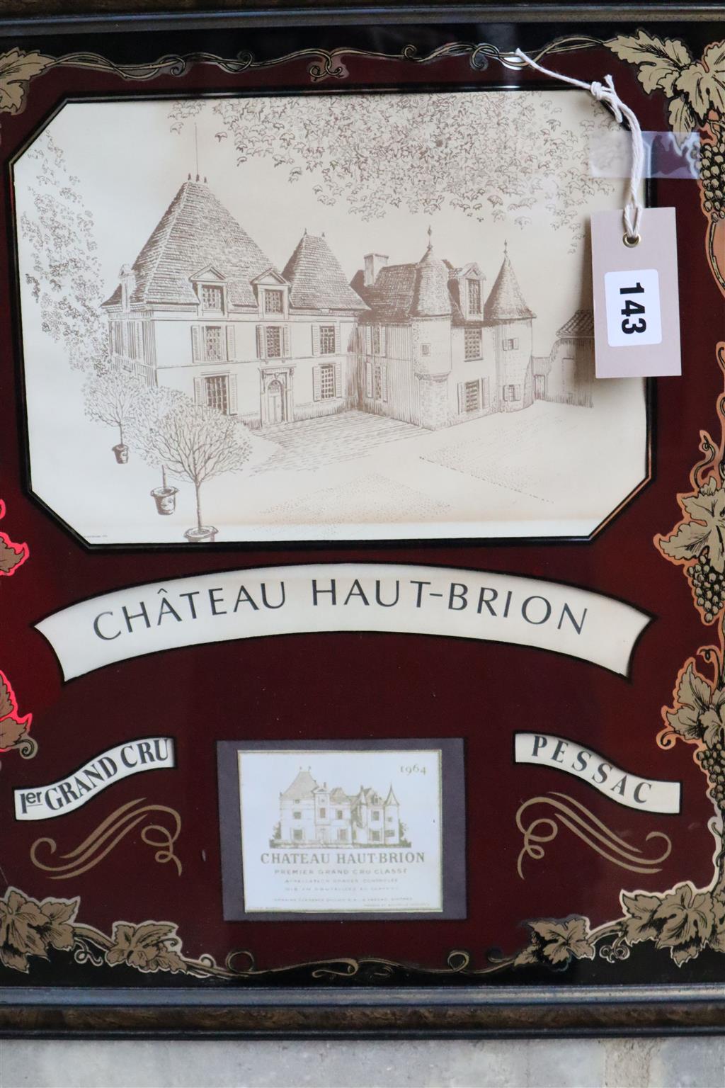 Chateau Latour and Haut Brion, two framed prints, 42 x 47cm